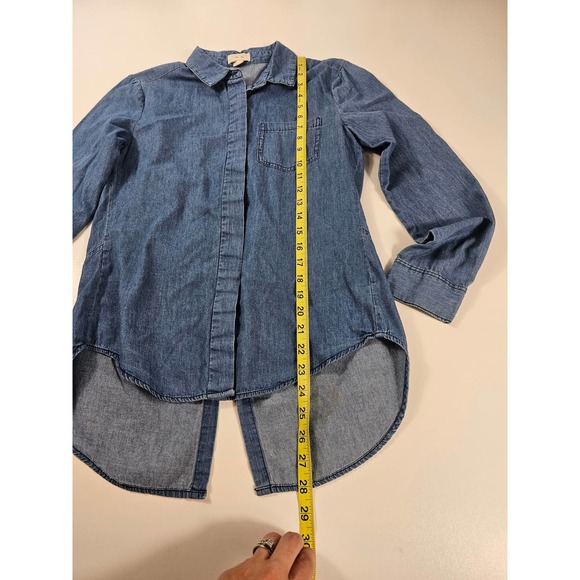 Per se chambray button up long sleeve small S split back EUC - Picture 5 of 6